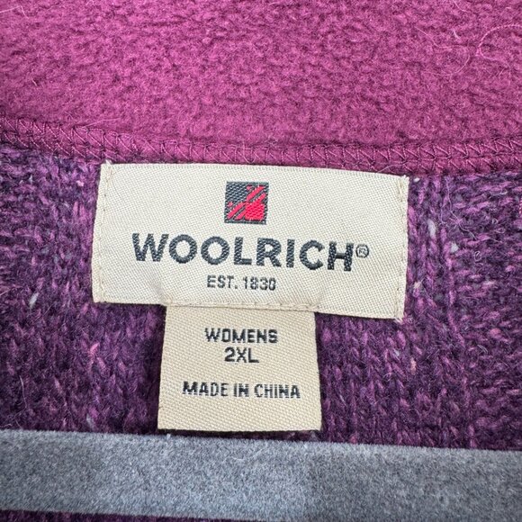 Vintage Woolrich 1/4 Zip Fisherman Sweater Womens size XXL Purple Wool/Ramie Bl - Picture 3 of 8